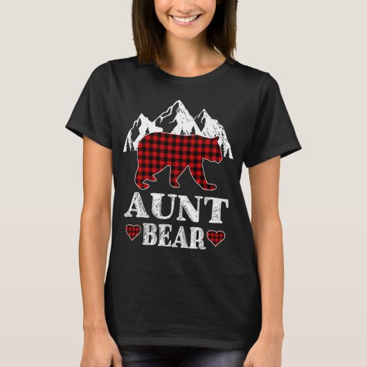 T-shirt Jeu de Noël de la tante Bear Red Plaid Buffalo (Devant)