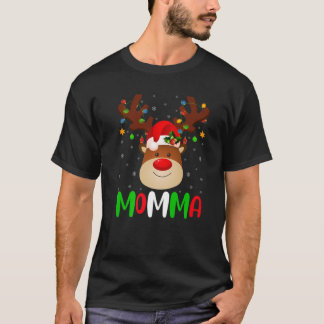 T-shirt Jeu de Noël Éclairage famille jumelée Momma Reinde