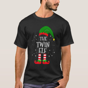 T-shirt Jeu de Noël familial jumelé Elf Twin Pajam