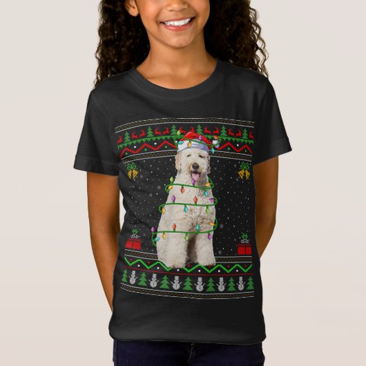 T-Shirt Jeu de Noël moche style Père Noël Labradoodle Chie (Devant)