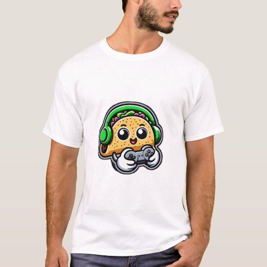 T-shirt Jeu de Perfection customisé et Pizza Gamer Vidéo (Devant)