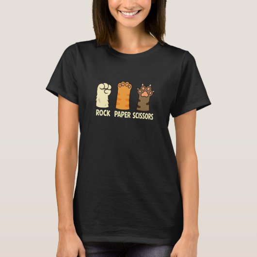 T-shirt Jeu de pierre feuille ciseaux avec patte de chat m (Devant)