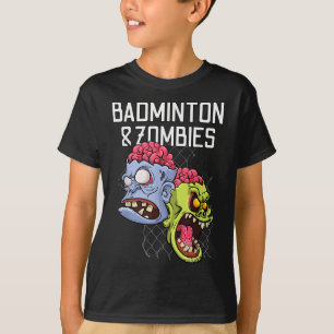 T-shirt Jeu de raquette de badminton drôle de zombies