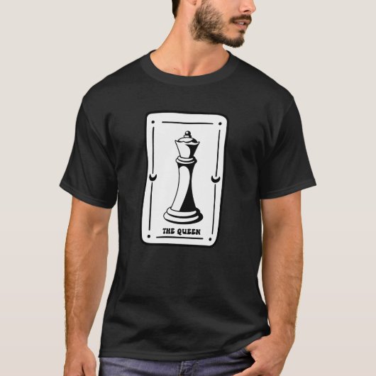 T-shirt Jeu de style carte de tarot rétro pièce d'échecs Q (Devant)