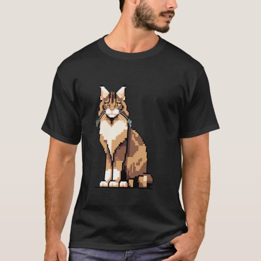 T-shirt Jeu de style rétro 32 bits en pixel art de chat Ma (Devant)
