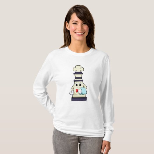 T-shirt Jeu d'échecs King comme serveur avec serviette (Devant entier)