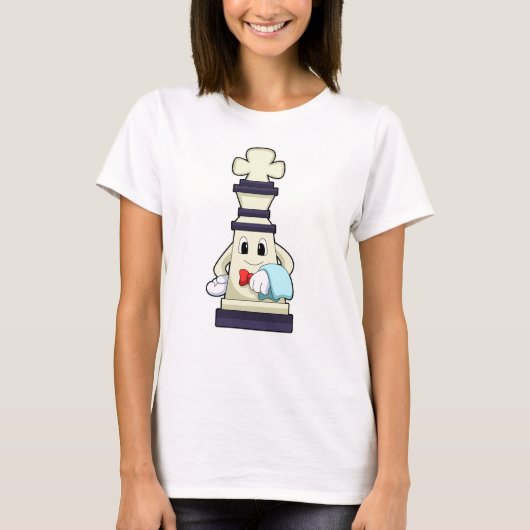 T-shirt Jeu d'échecs King comme serveur avec serviette (Devant)