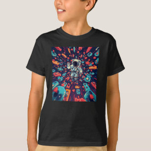T-shirt Jeu d'espace de joueur d'astronaute rétro