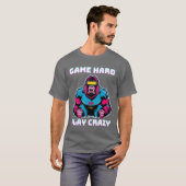 T-shirt Jeu Dur Jeu Crazy Gorilla Gamer Jeu drôle (Devant entier)