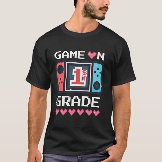 T-shirt Jeu En 1Ere Année Retour À L'École Débloquer (Devant)
