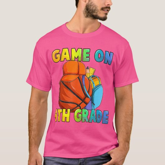 T-shirt Jeu En 4E Année Premier Jour De L'École Basketball (Devant)