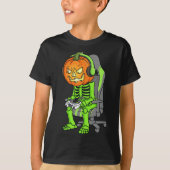 T-shirt Jeu Halloween Skeleton Jack-o'-lantern Gamer Boy (Devant)