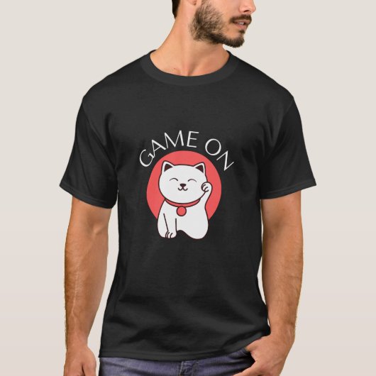 T-shirt Jeu Japonais Sur Chat Charm - Bon Jeu (Devant)