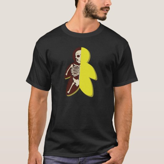 T-shirt Jeu Jeu de Jeu Figurine Popple Squelette Jaune (Devant)