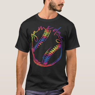 T-shirt Jeu Jour Baseball Life Softball Life Tie Dye Mothe