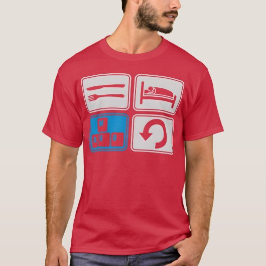 T-shirt jeu journalier répéter ordinateur cadeau rétro (Devant)