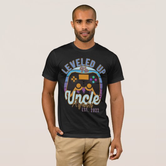 T-shirt Jeu Leveled Up To Uncle Again Est. 2022 Oncle  (Devant entier)