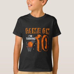 T-shirt Jeu On I'm Turning 10 Basketball 10th Birthday B