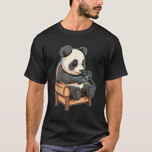 T-shirt Jeu Panda Aime Jouer Jeux En Cosy Chaise (Devant)