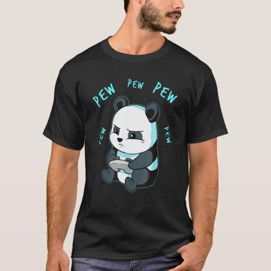 T-shirt Jeu Panda Pew Jeu Vidéo Jeu Ordinateur (Devant)