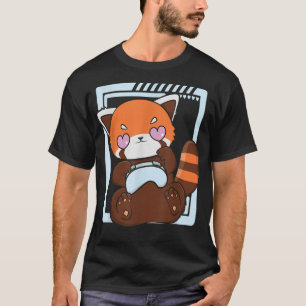 T-shirt Jeu Panda Rouge Jouer Vidéo Jeu Lover Cute Chi