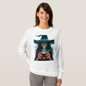 T-shirt Jeu PlayStation Halloween - Éffrayant PS5 Witch Co (Devant entier)