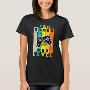 T-shirt Jeu Pro vintage Niveau max Joueur vidéo Joueur Sun