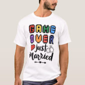 T-shirt Jeu Rétro Pixel Game Over Amour Mariés (Devant)