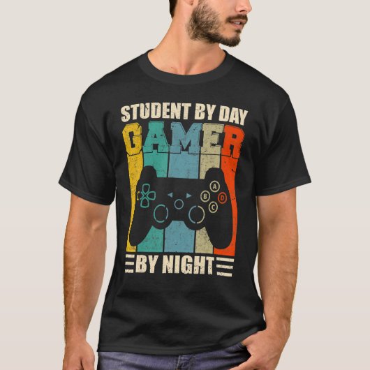 T-shirt Jeu Sarcasm Retro Étudiant Par Jeu De Jour Par Nui (Devant)