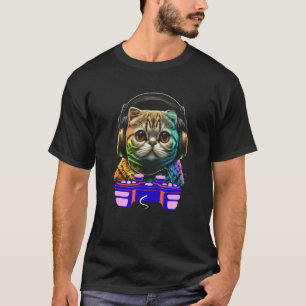 T-shirt Jeu Scottish Fold Cat Player Vidéo d'animal Gamer