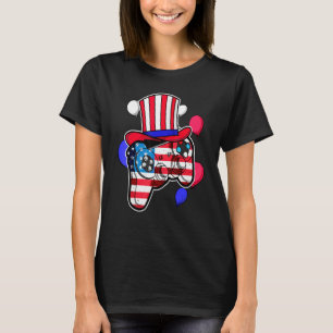 T-shirt Jeu Vidéo 4 juillet Contrôleur Drapeau Américain S