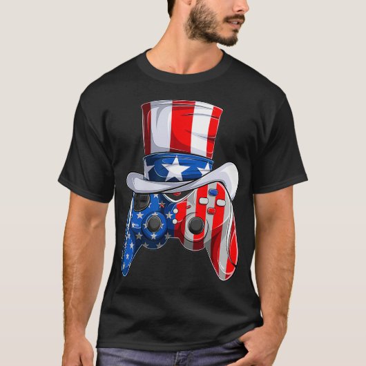 T-shirt Jeu vidéo 4 juillet contrôleur enfants américains (Devant)