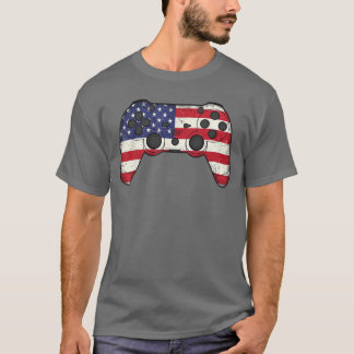 T-shirt Jeu vidéo 4 juillet Drapeau américain jeu vidéo jo