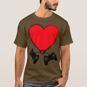 T-shirt Jeu vidéo amusant Coeurs d'amour Bonne Saint Valen