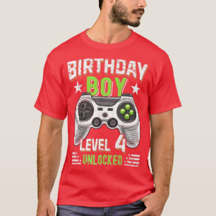 T-shirt Jeu Vidéo Anniversaire Garçon Niveau 4 Déverrouill