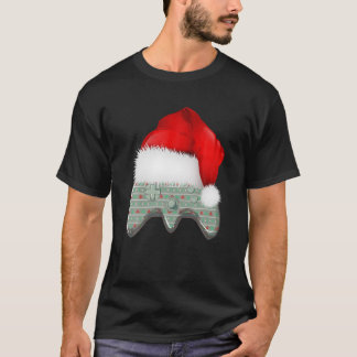 T-shirt Jeu vidéo Contrôleur de Noël Santa Hat Gamer Ho