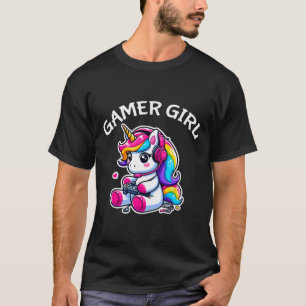 T-shirt Jeu Vidéo Cute Jeu Unicorn Gamer Girl 1