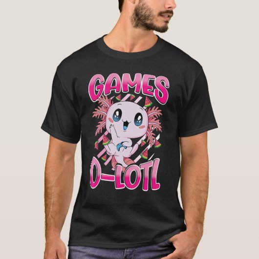 T-shirt Jeu vidéo de la console Axolotl de mignonne (Devant)