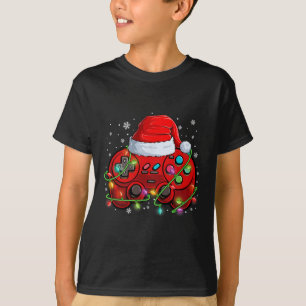 T-shirt Jeu Vidéo de Noël du jeu Santa Hat Lights Jeu