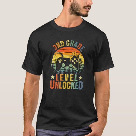 T-shirt Jeu vidéo déverrouillé de 3e année à l'école (Devant)