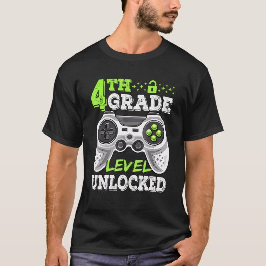 T-shirt Jeu vidéo déverrouillé de 4e année à l'école (Devant)