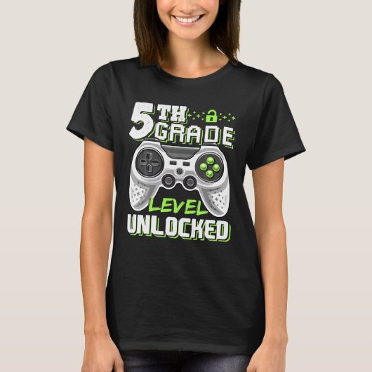 T-shirt Jeu vidéo déverrouillé de 5e année à l'école (Devant)