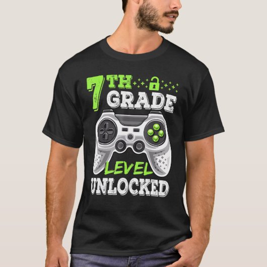 T-shirt Jeu vidéo déverrouillé de 7e année à l'école (Devant)