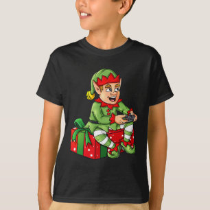 T-shirt Jeu Vidéo Elf de Noël Contrôleur Garçons Enfants X