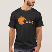 T-shirt Jeu vidéo Halloween mignon Citrouille manger Candy (Devant)