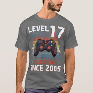 T-shirt Jeu vidéo niveau 17 déverrouillé Vintage 2005 garç