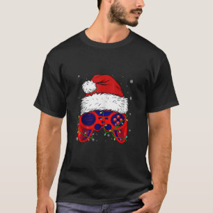 T-shirt Jeu vidéo Santa Hat Funny Noël PJs lumières Bo