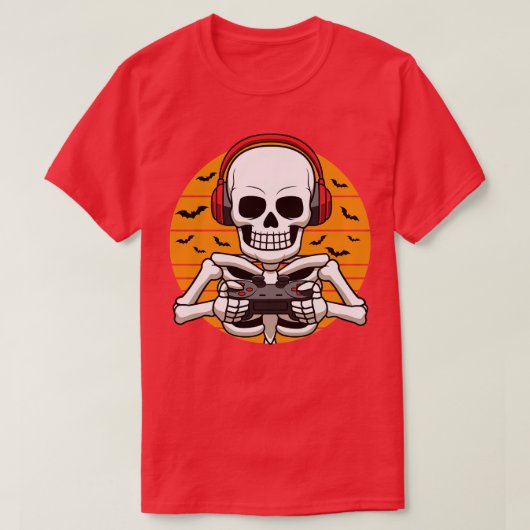 T-shirt Jeu vidéo Skeleton Jeu Costume d'Halloween Gamer (Design devant)