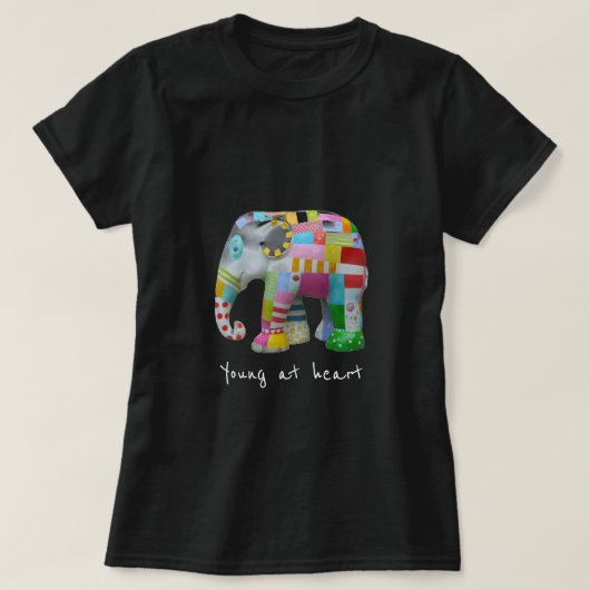 T-shirt Jeune au coeur slogan mignon éléphant rétro (Design devant)