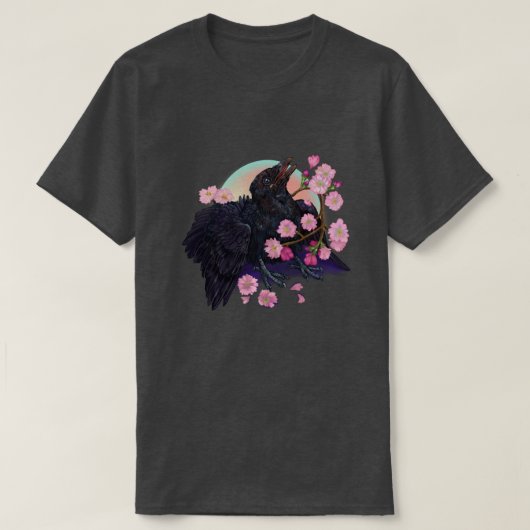 T-shirt Jeune corbeau avec des fleurs de pommier  (Design devant)